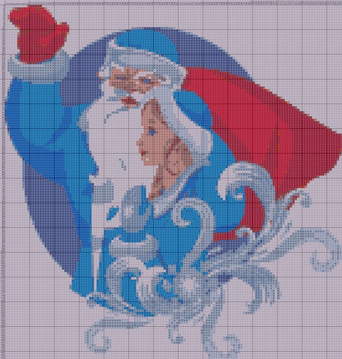 Схемы вышивки Деда Мороза и Снегурочки