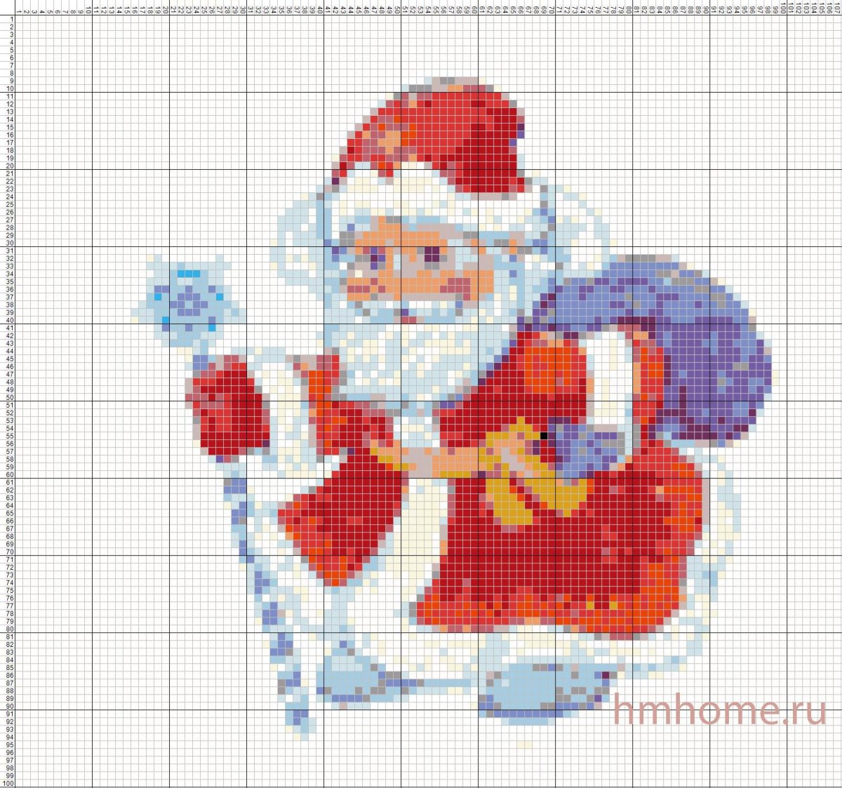 Вышивка крестиком дед Мороз