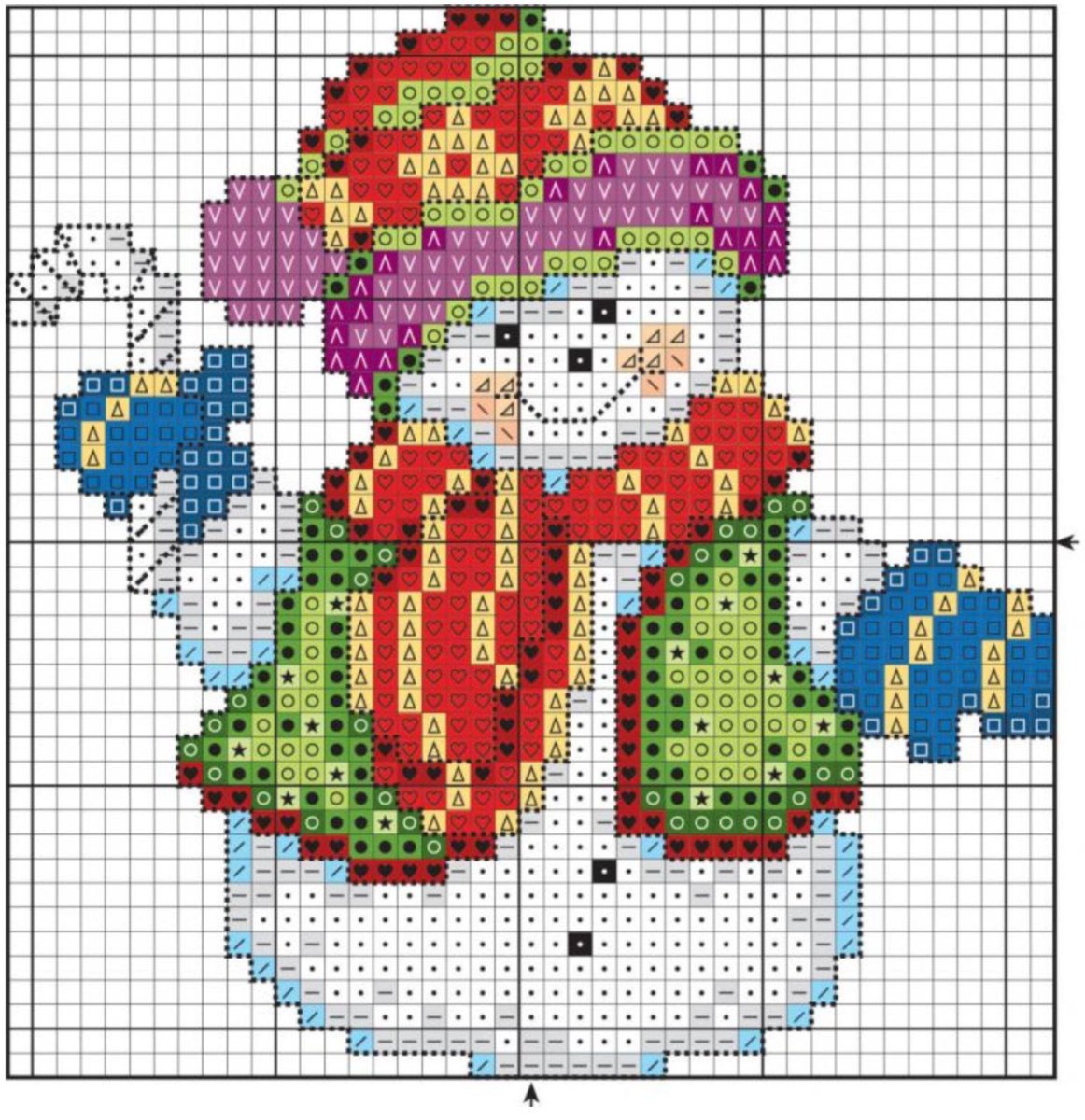 Маленькая вышивка крестом Снеговик