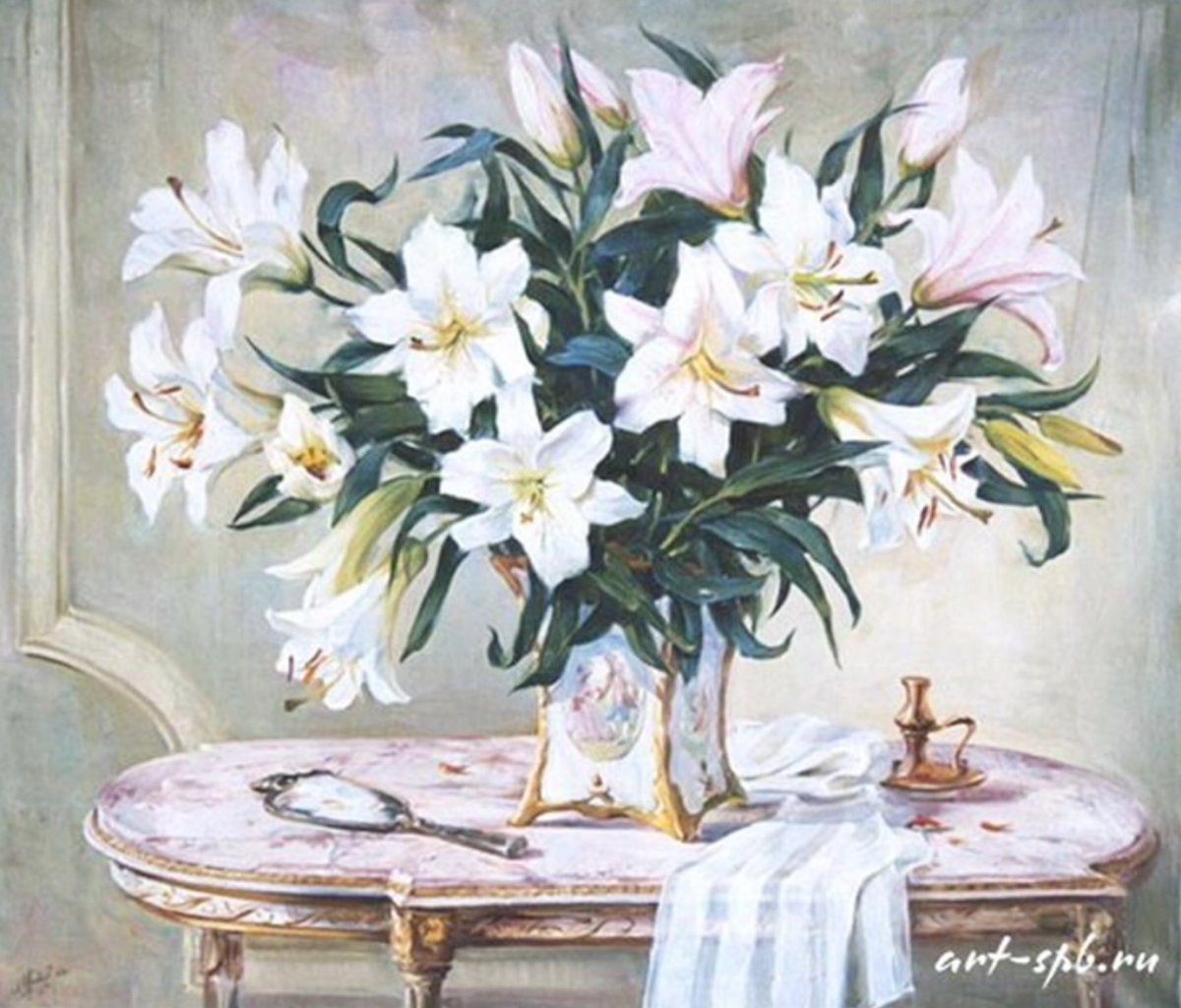 Букет лилий живопись