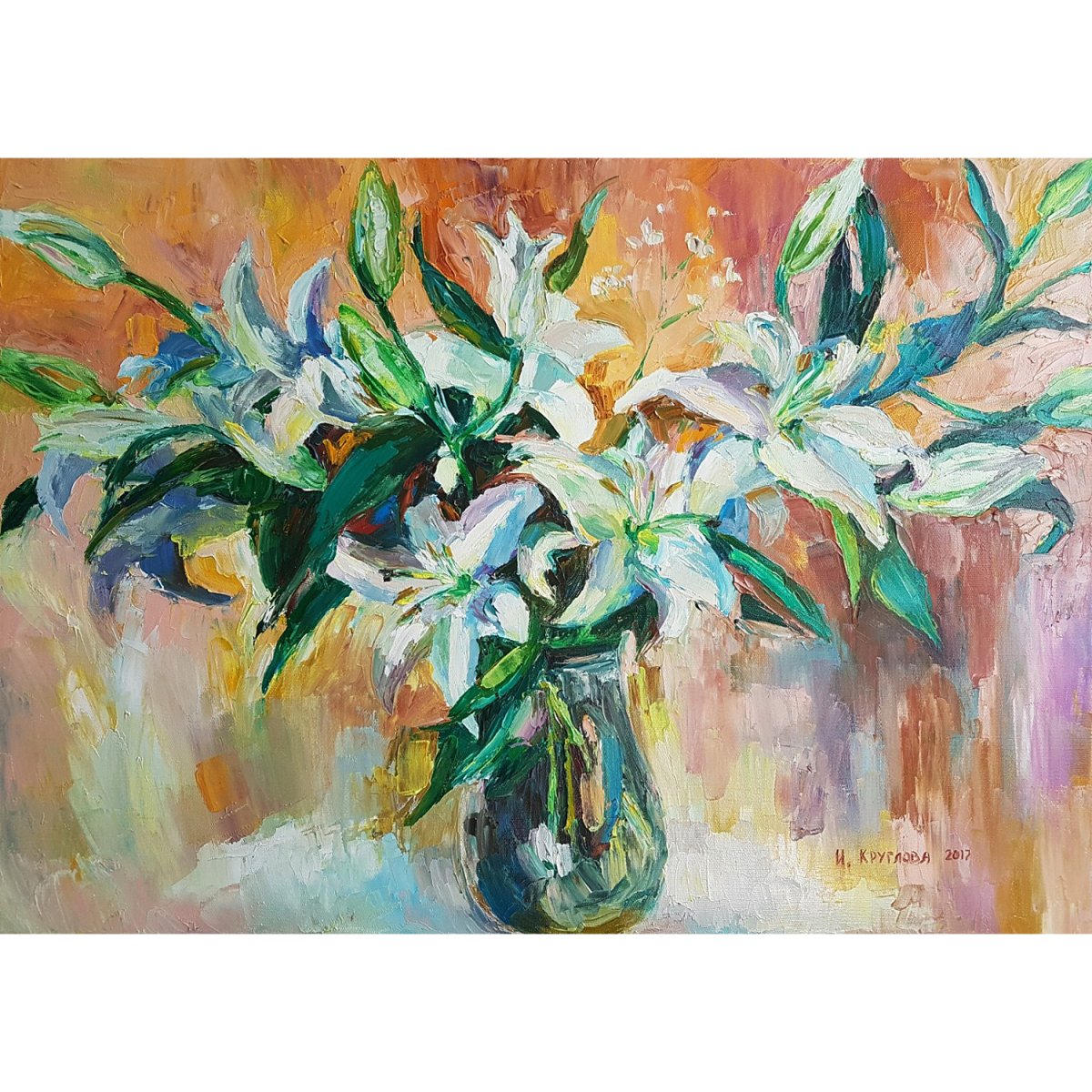 Цветы лилии акварель