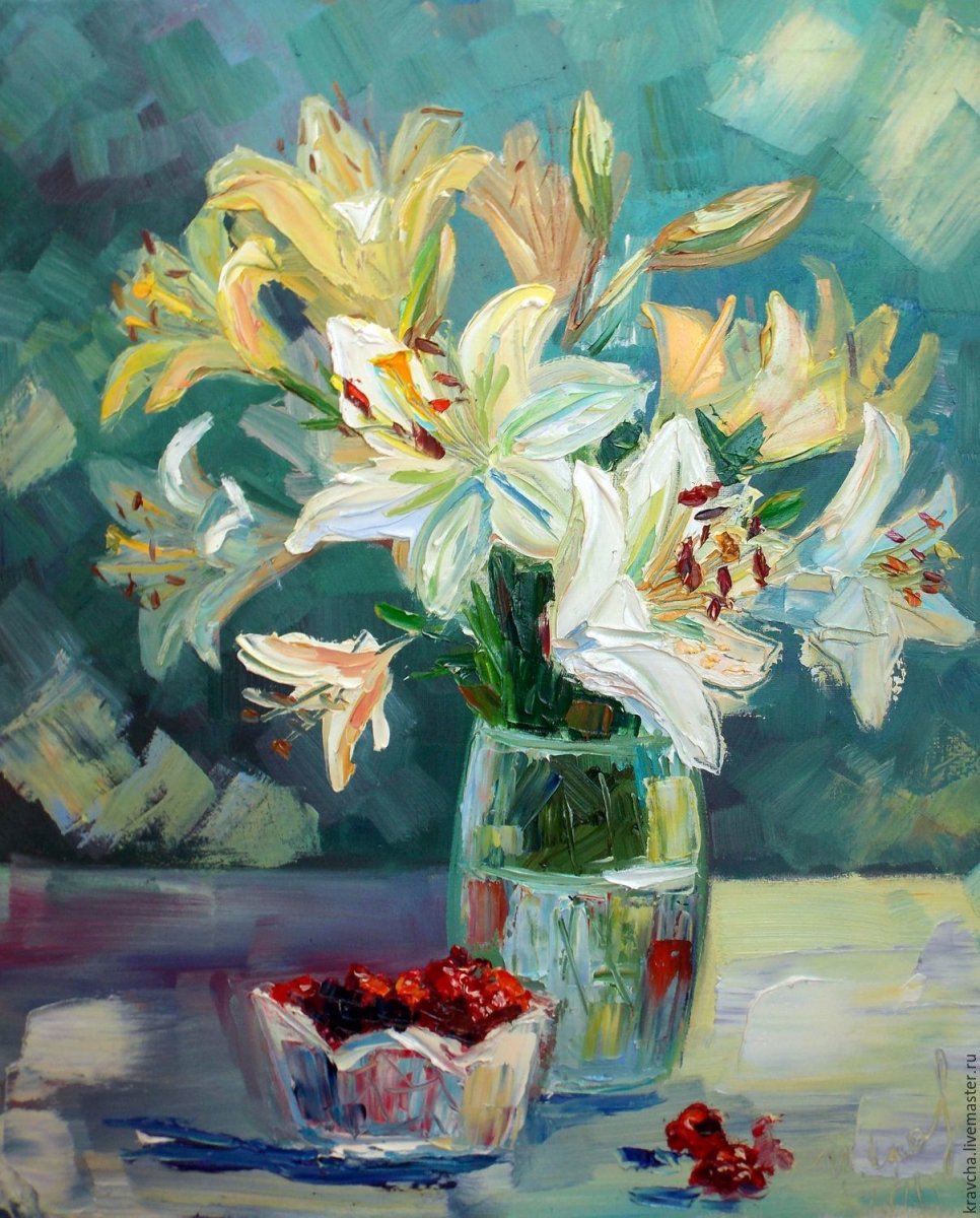 Картина розовые лилии