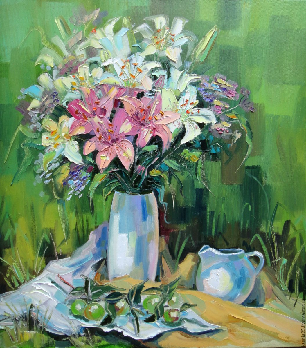 Лилии мастихином