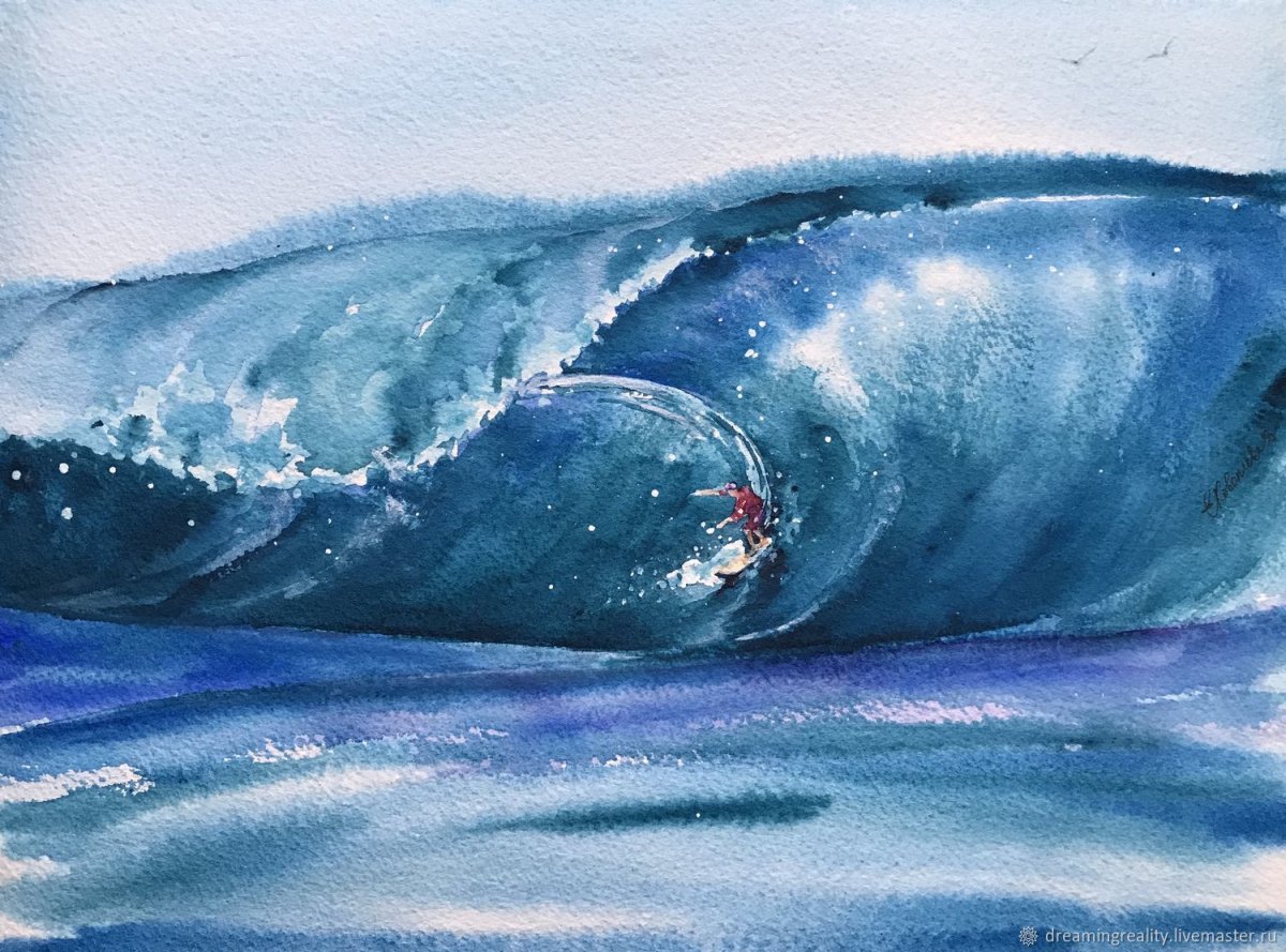 Акварельная живопись море