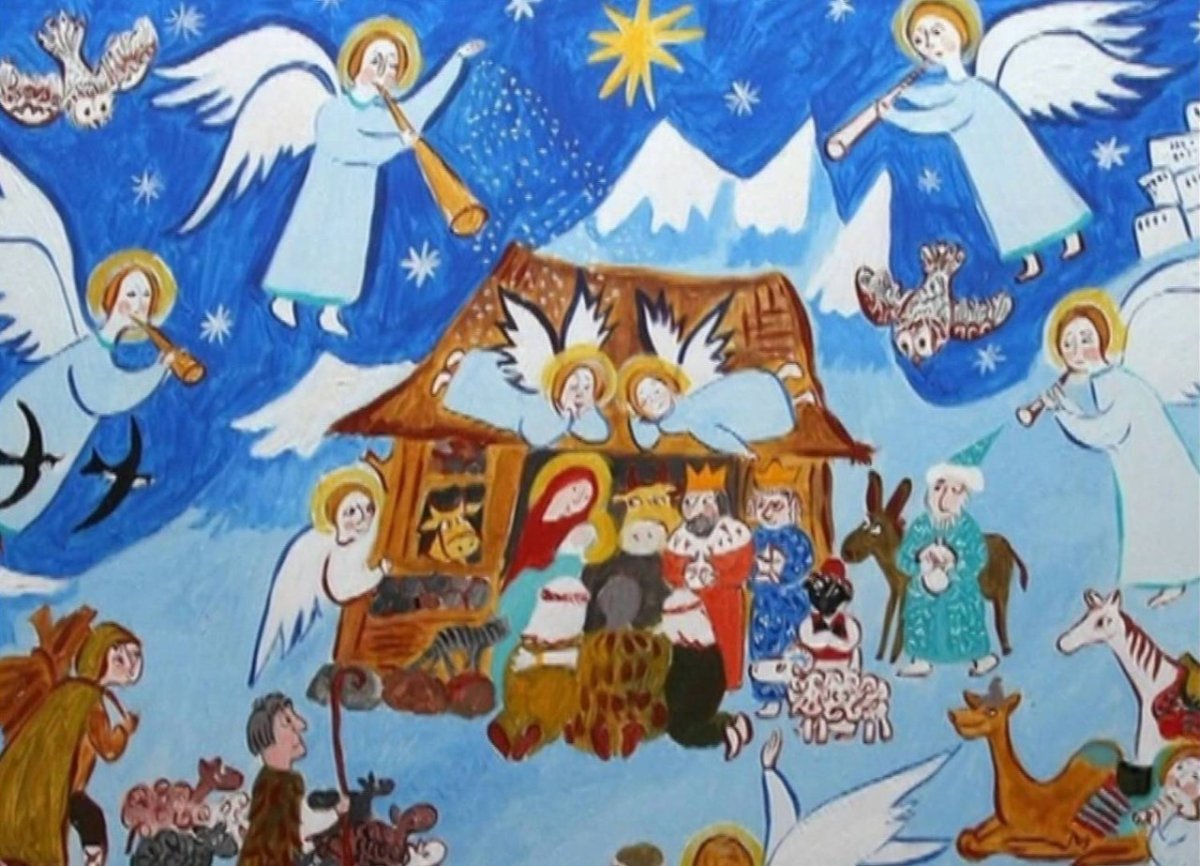 Рождественская открытка с ангелочком