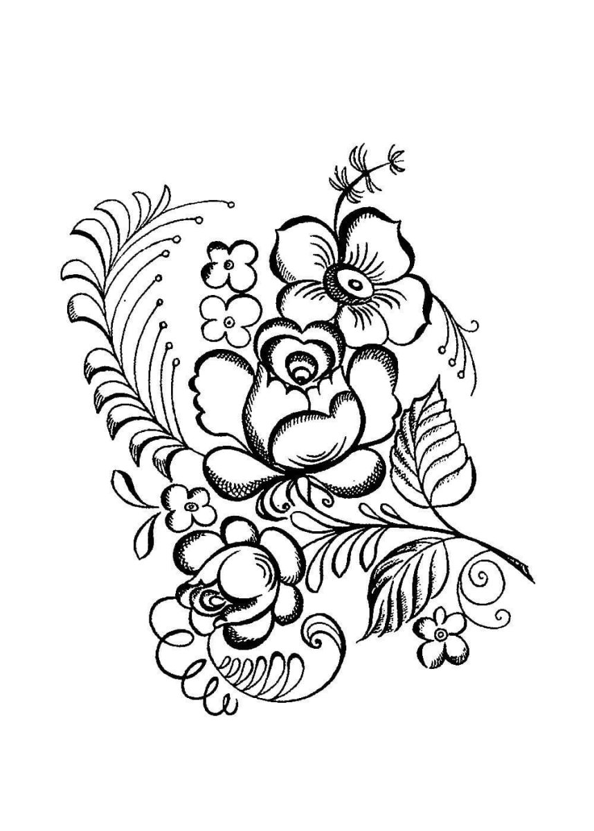 Гжельская роспись раскраска для детей