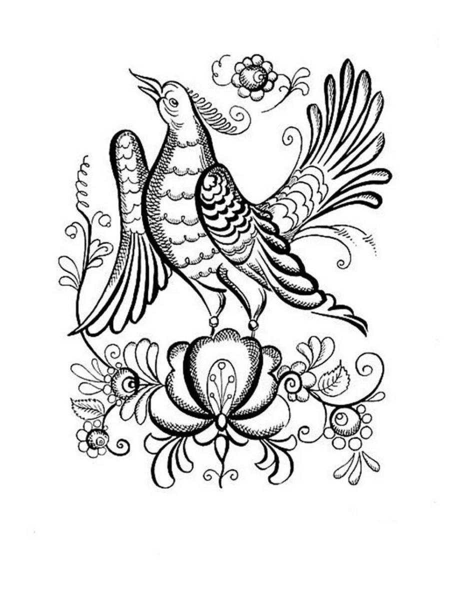 Рисунок Гжель для раскрашивания