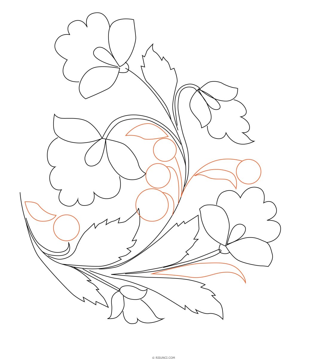 Тарелка Хохлома раскраска