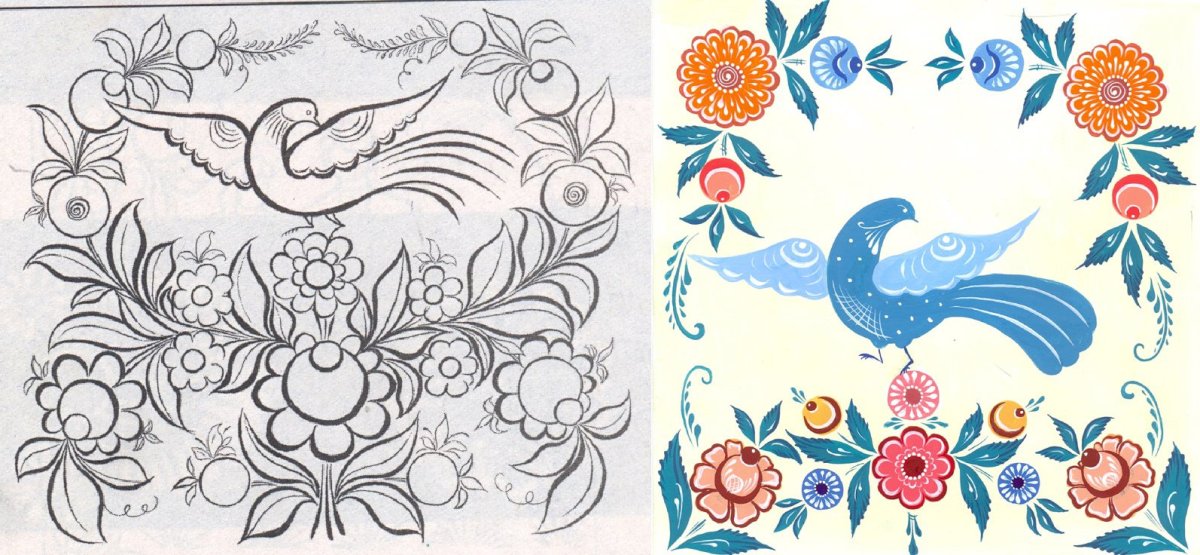 Городецкая раскраска