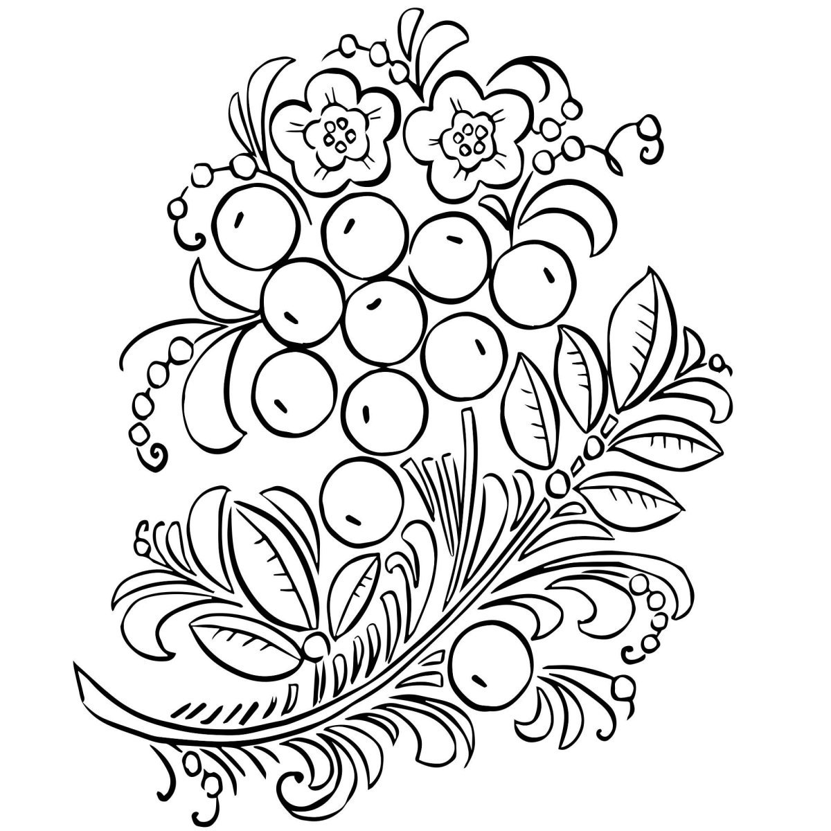 Городецкая роспись разукрашка