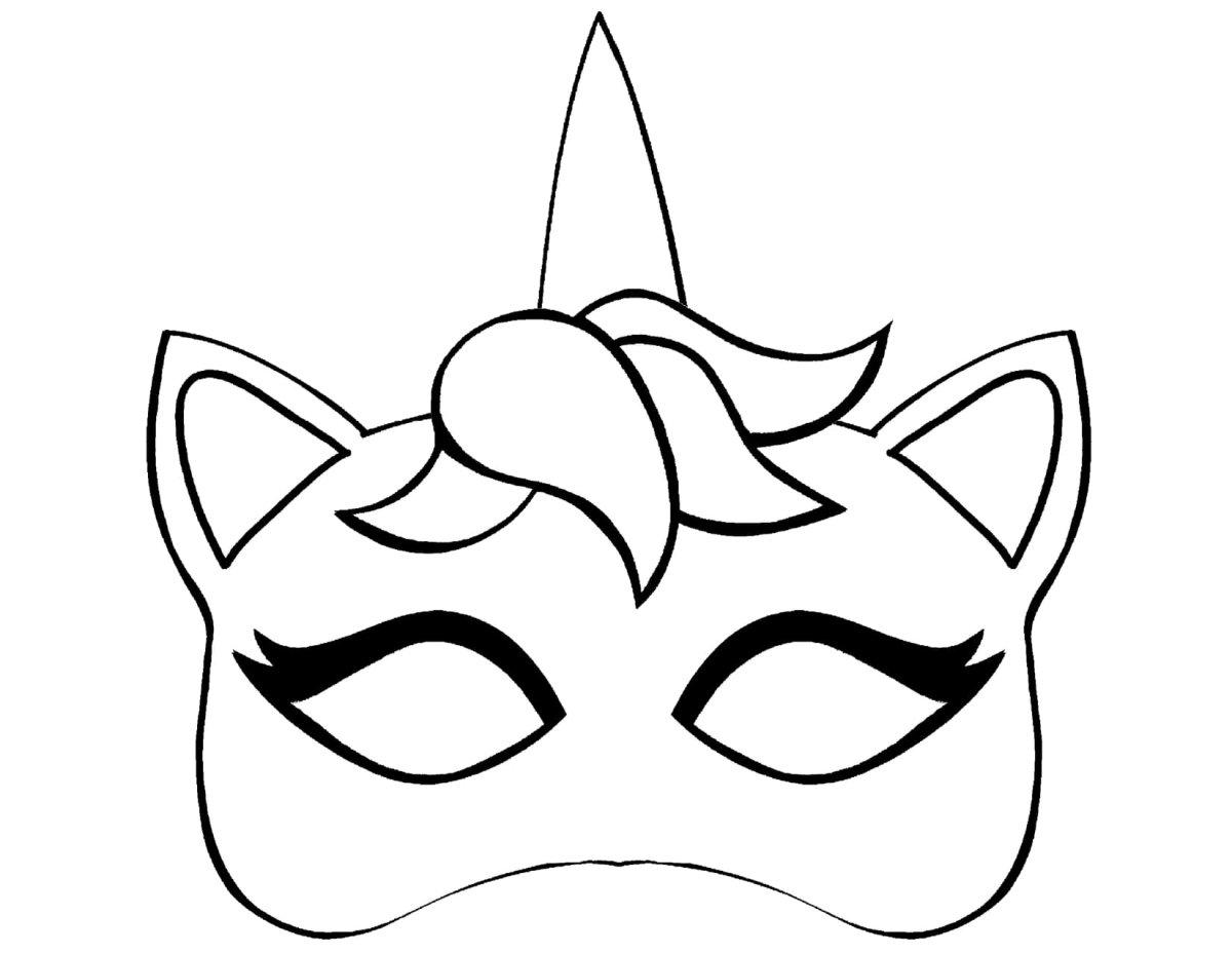 Карнавальная маска Единорог трафарет