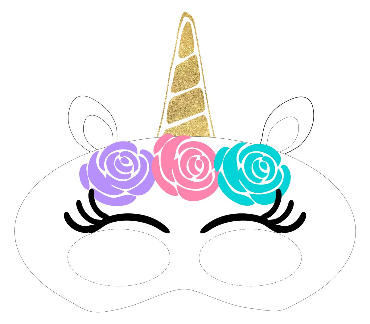Раскраска маска для девочек Единорог