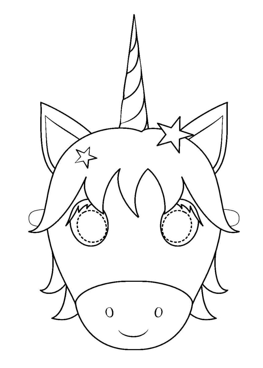 Маска единорога раскраска