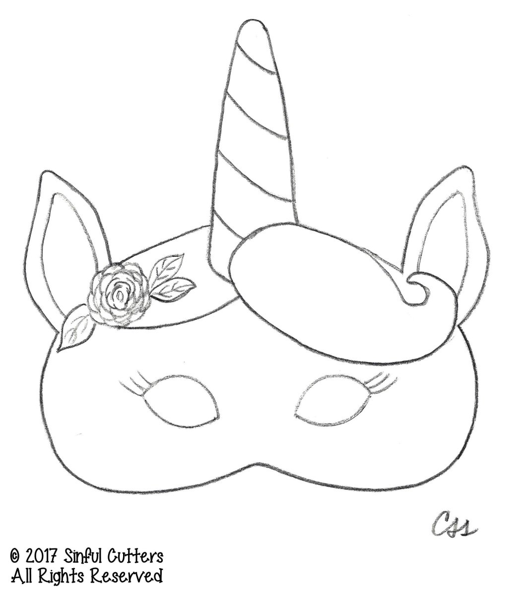 Маска единорога раскраска