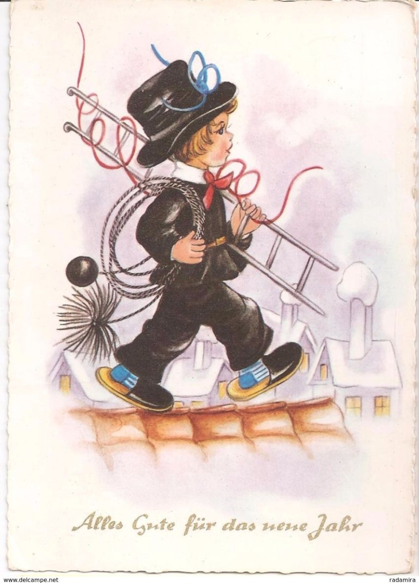 Силуэт трубочист на крыше