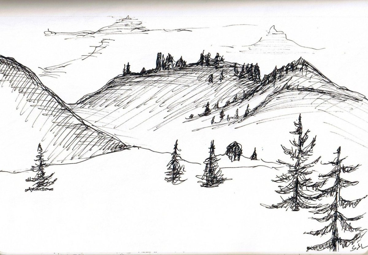 Холм рисунок карандашом