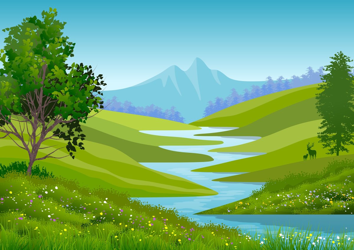 Холмы рисунок мультяшный