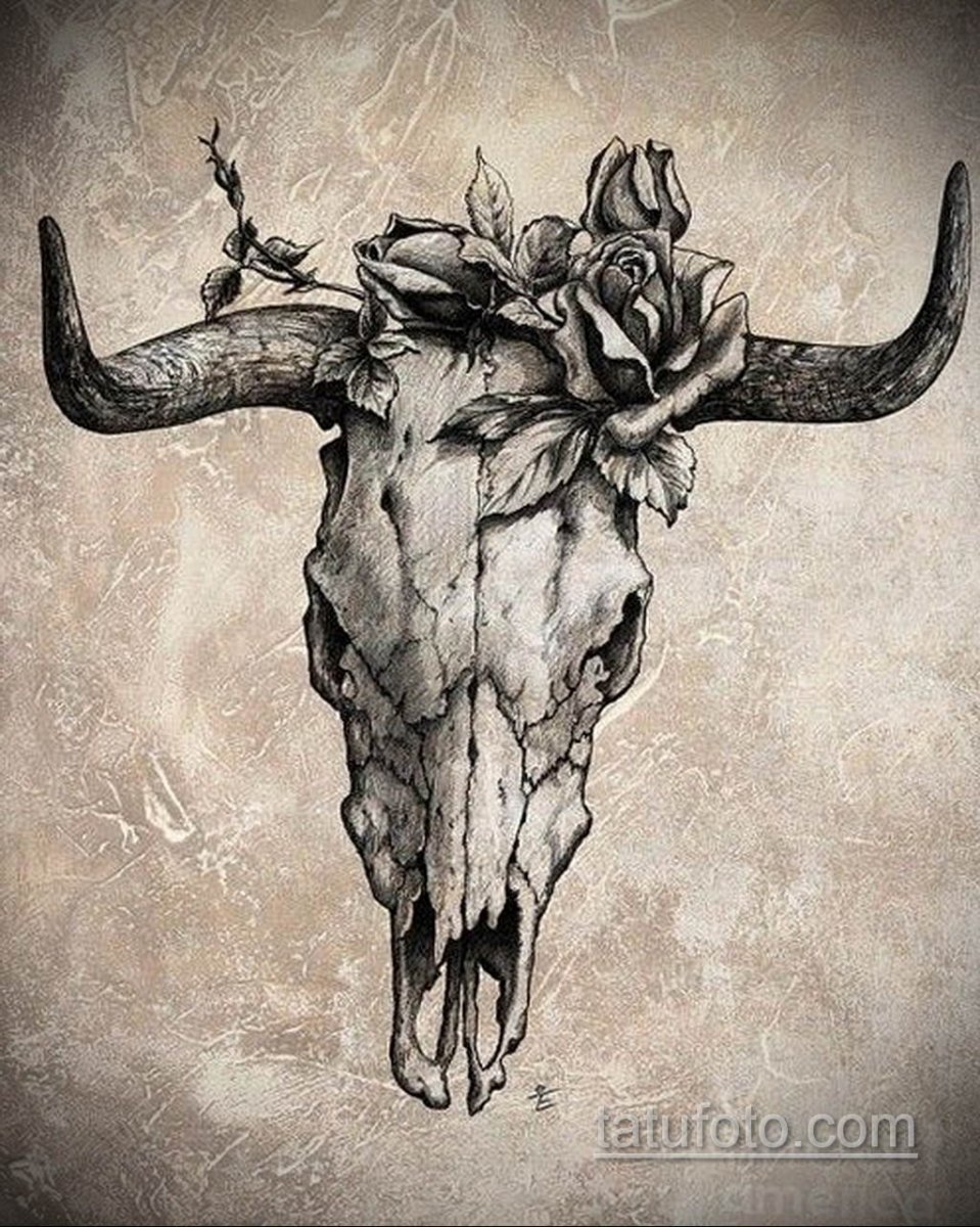 Череп быка тату эскиз
