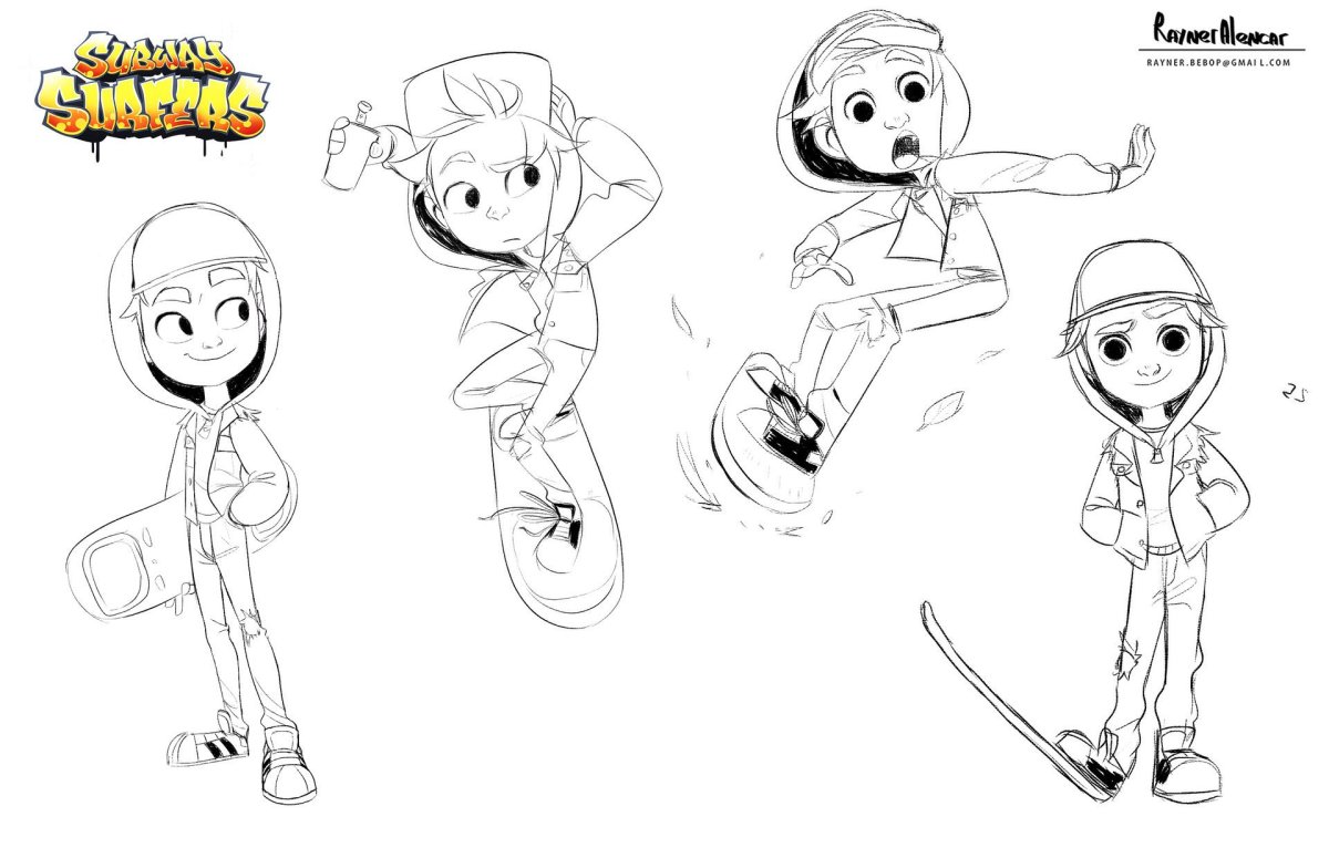 Раскраска герои игры Subway Surf