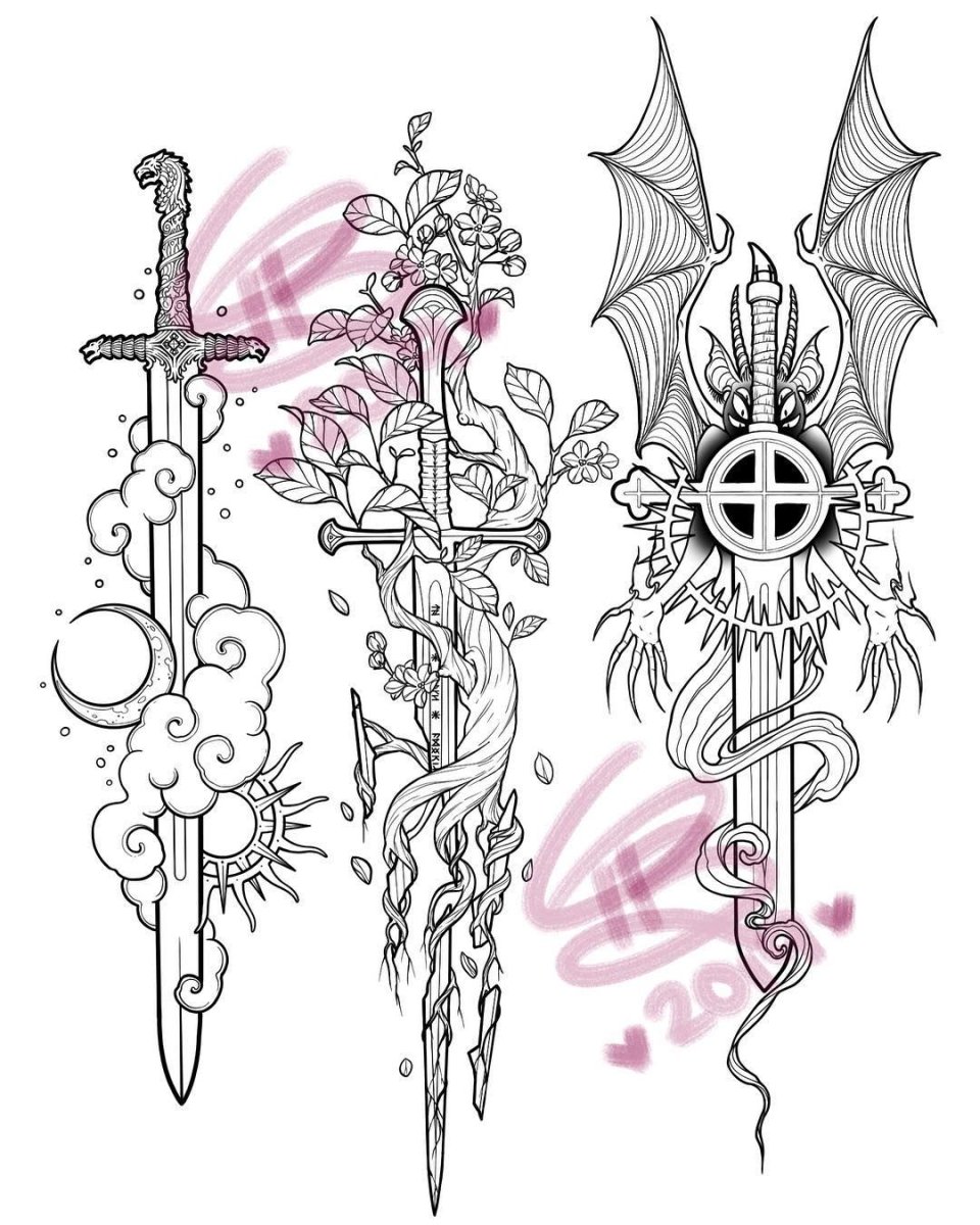 Меч тату эскиз