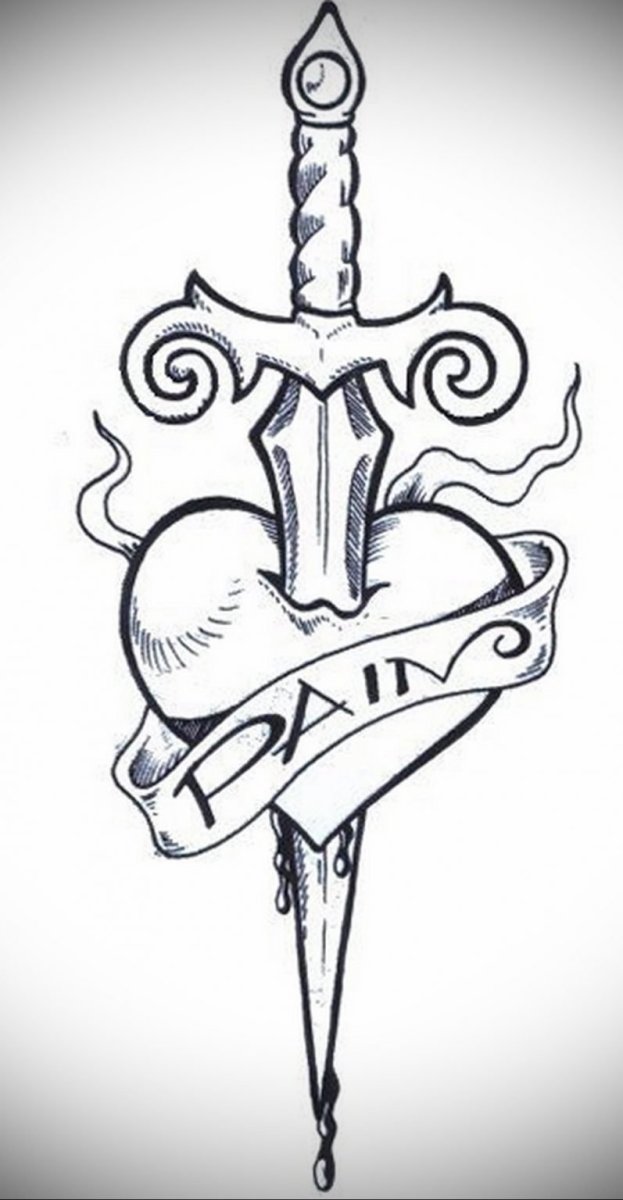 Сердце с кинжалом эскиз