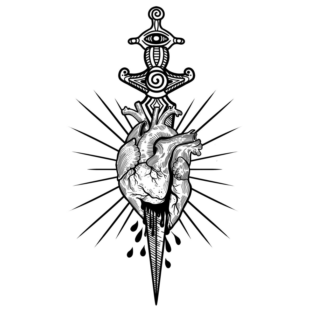 Кинжал с глазом тату