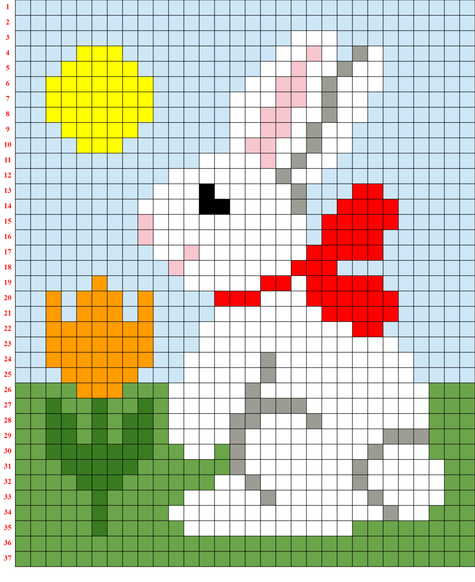 Вышивка зайчика крестиком