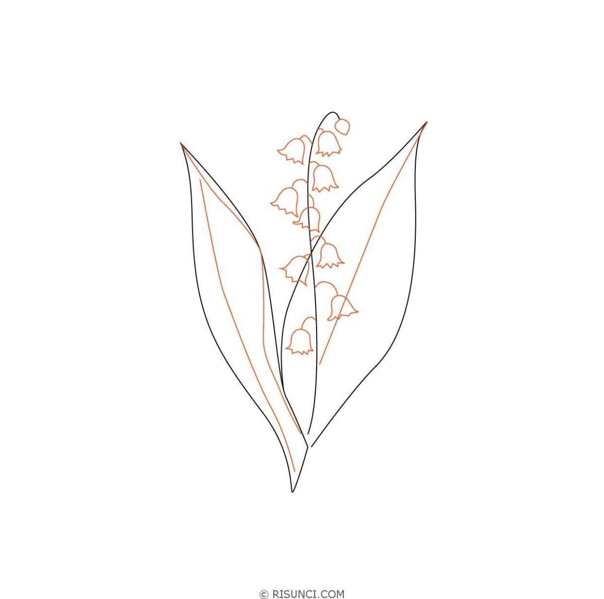 Лист ландыша трафарет