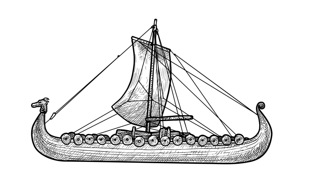 Корабль викингов схематично