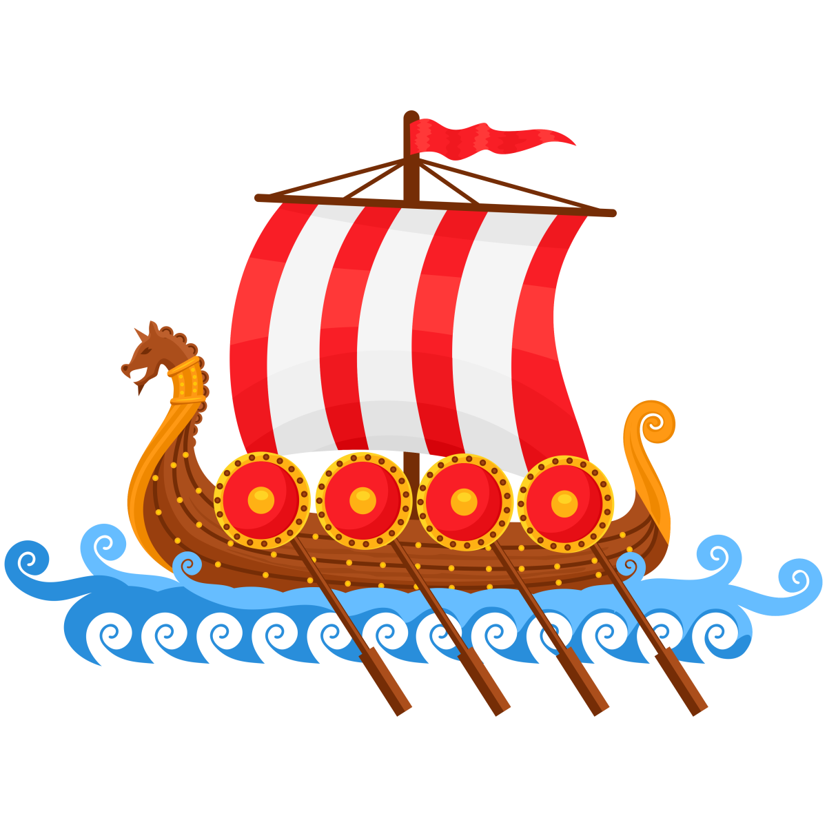 Корабль викингов на белом фоне