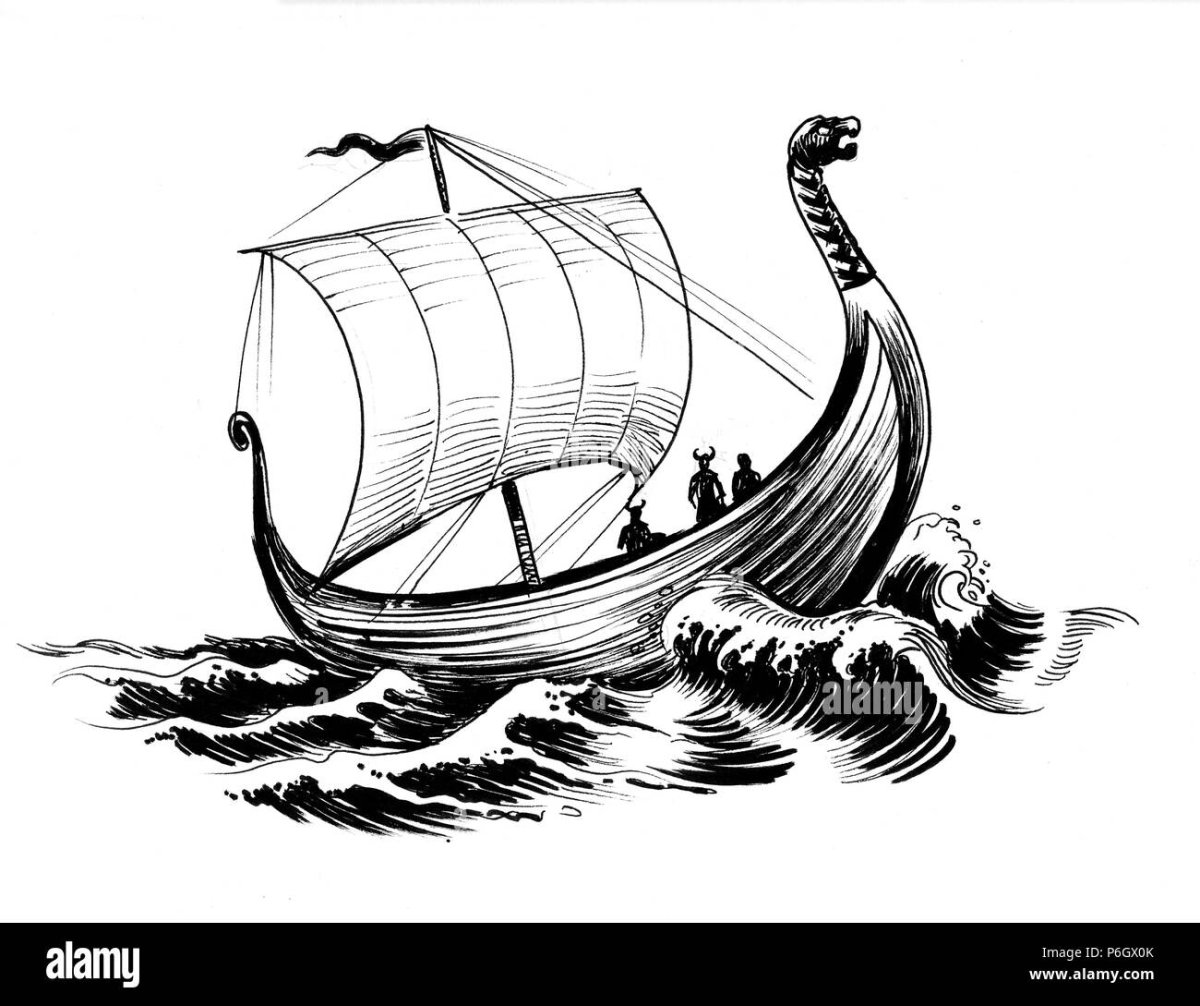 Дракар викингов эскиз