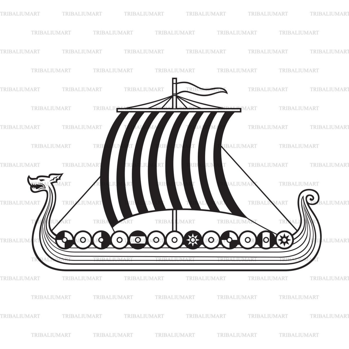 Драккар сбоку вектор