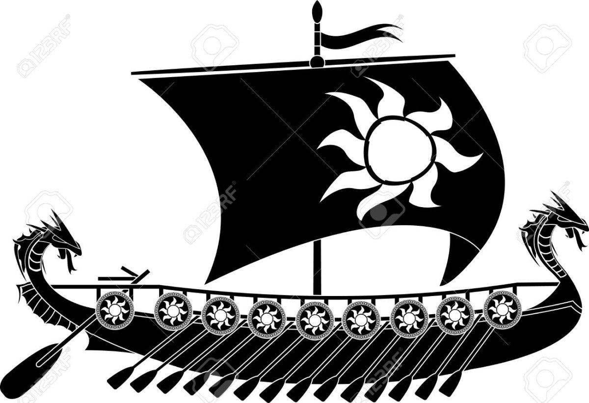 Драккар сбоку вектор