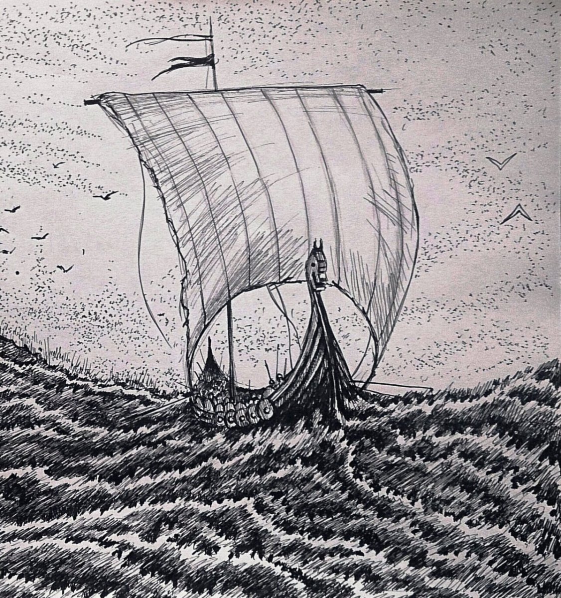 Дракар викингов рисунок