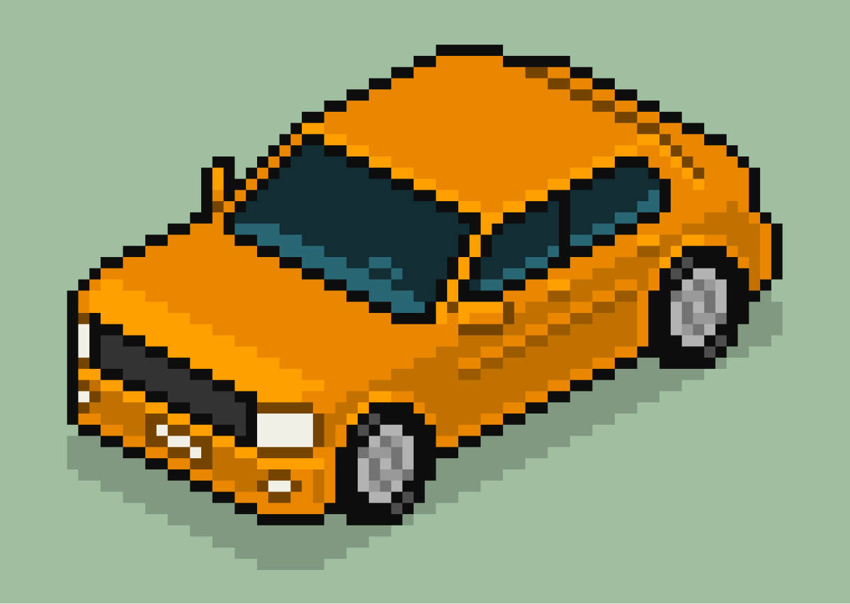 Машина нарисованная пиксельно