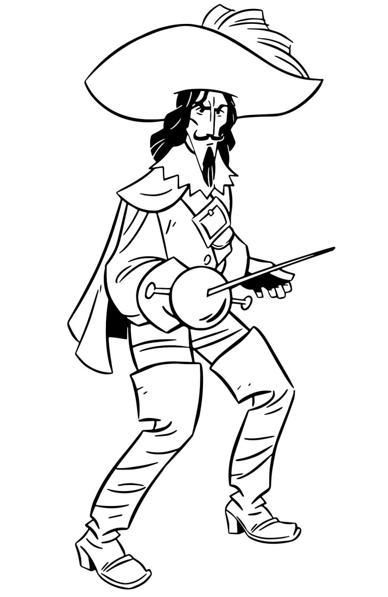 Раскраска Дартаньян три мушкетера