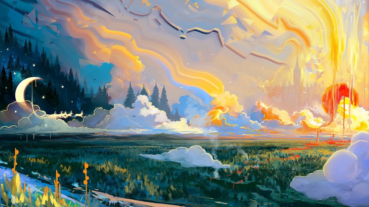 Фантастический пейзаж для детей