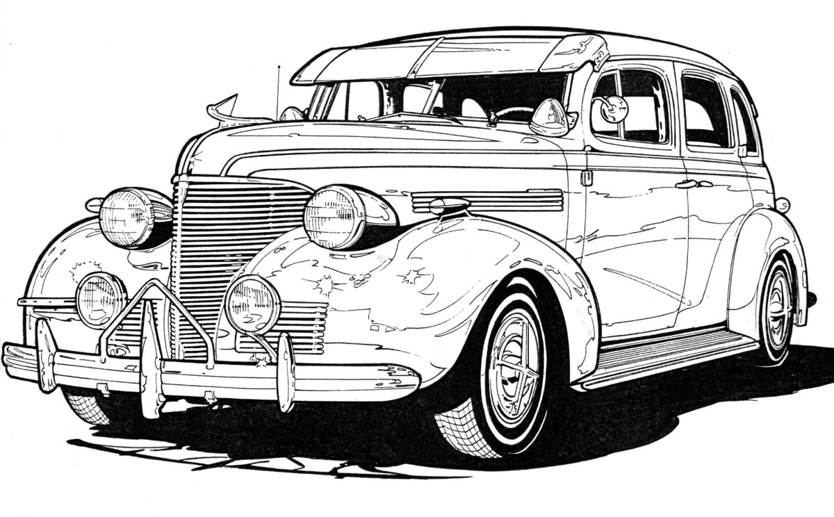 Ретро машины раскраска