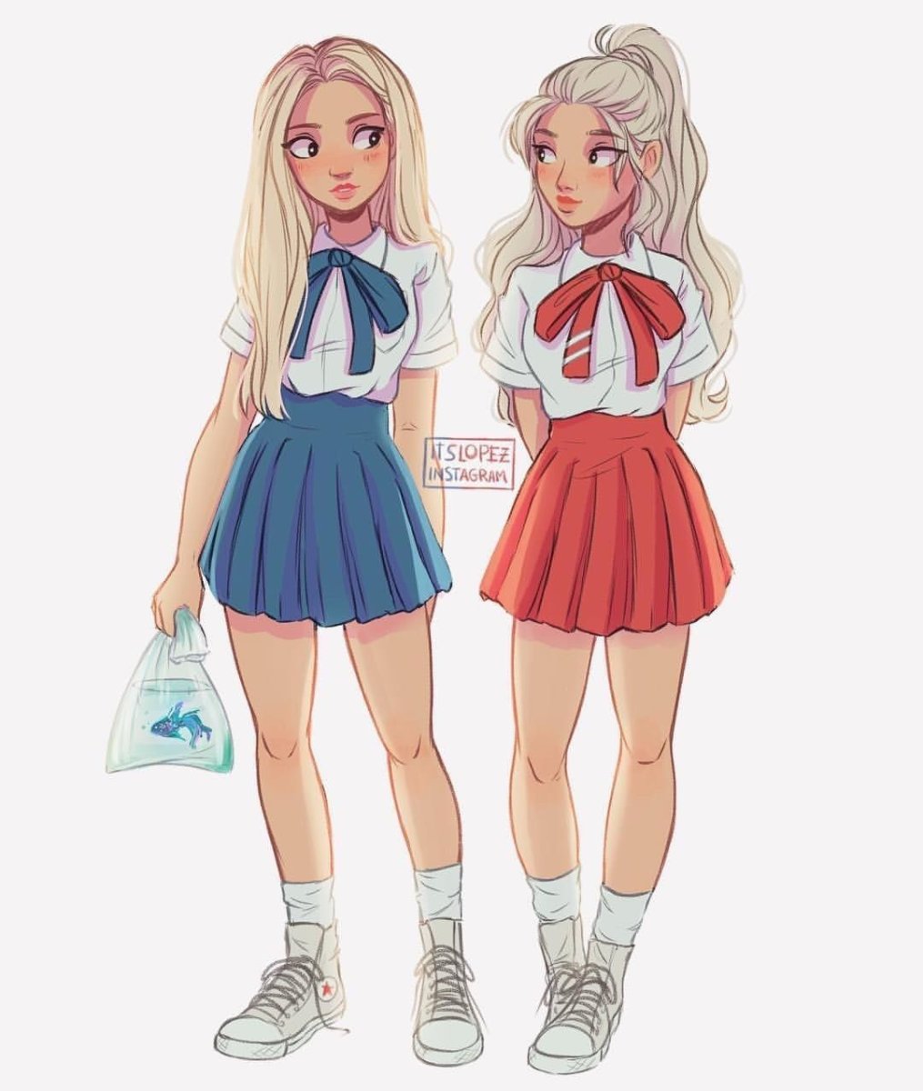 Две девочки в мультяшном стиле