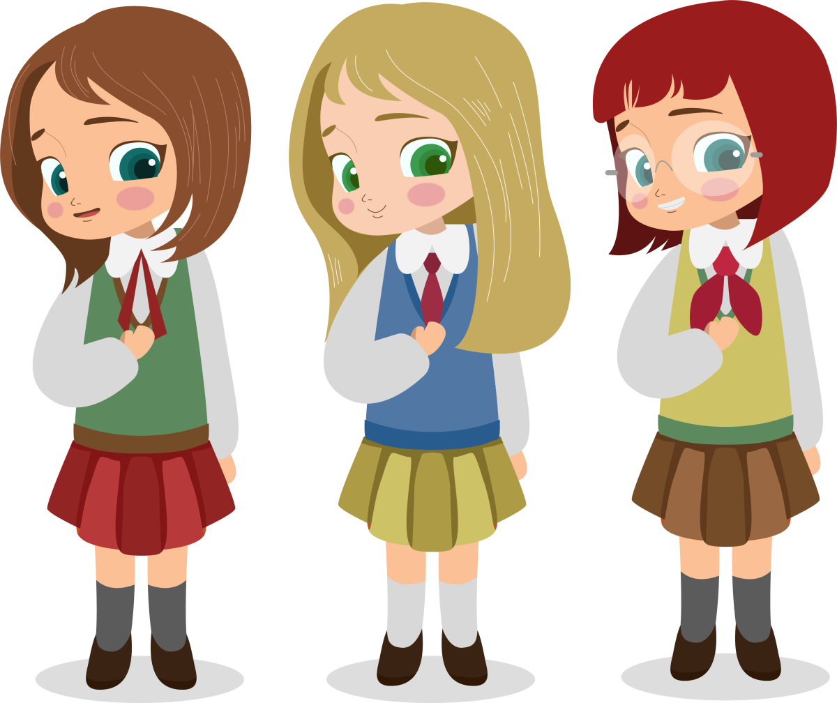 Мультяшная девочка в школьной форме