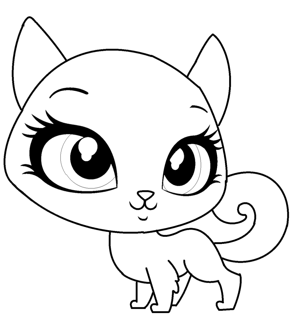 Милый котик рисунок чб