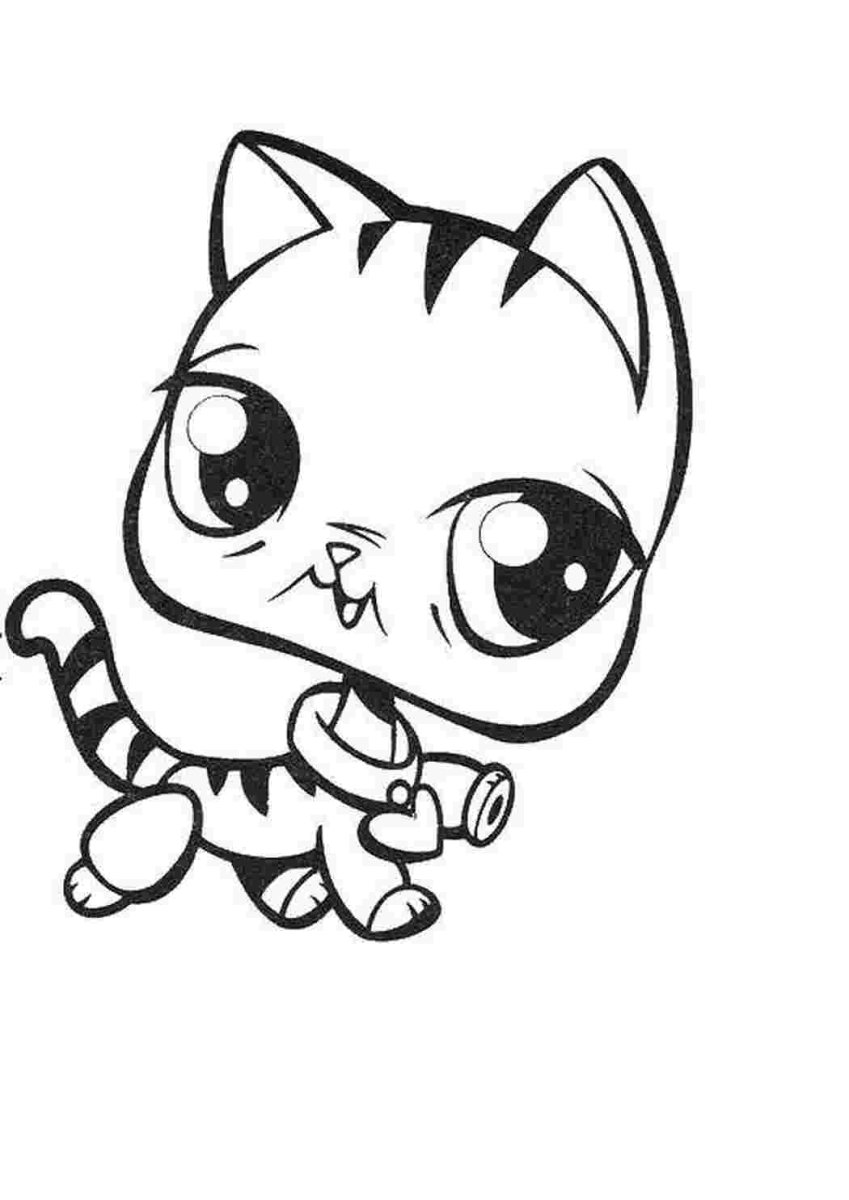Раскраски для девочек котики милые