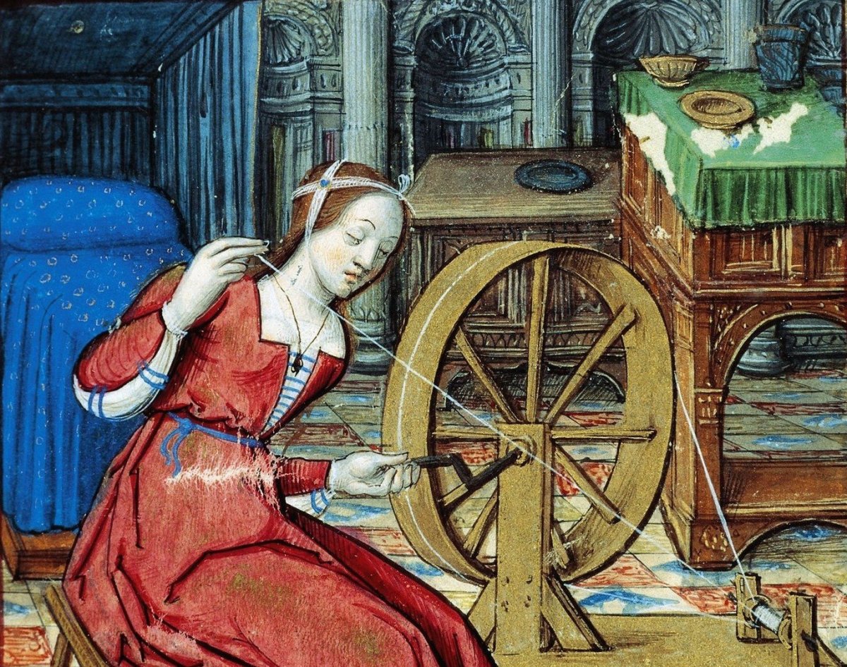 Прялка крестьянки средневековье Франция