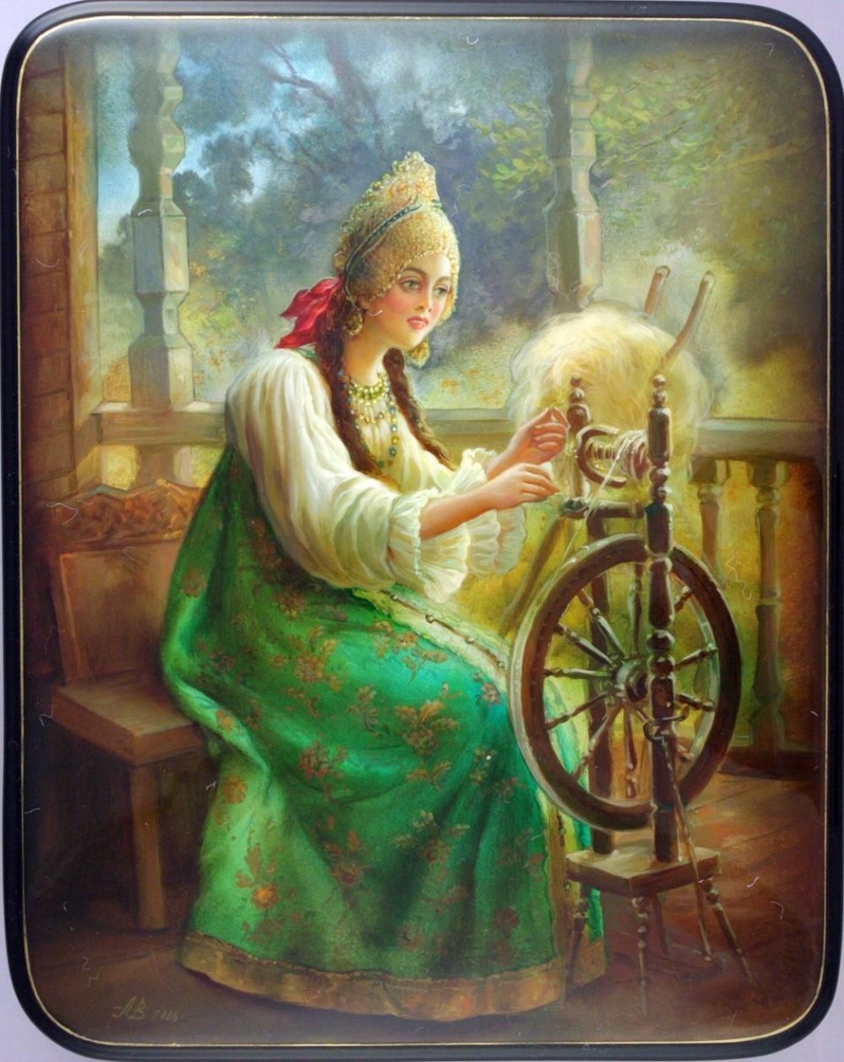 Маковский за прялкой