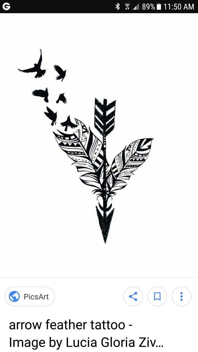 Тату стрела с пером