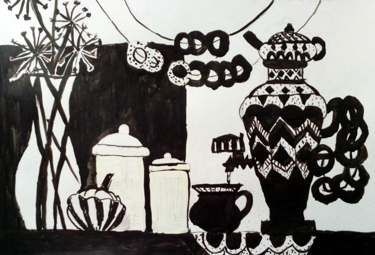 Декоративный натюрморт в русском стиле