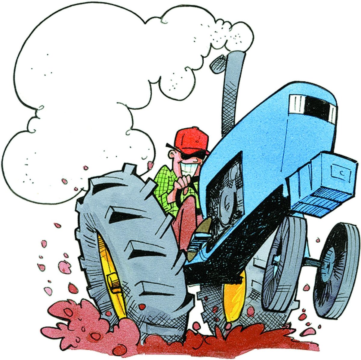 Сельский пейзаж с трактором