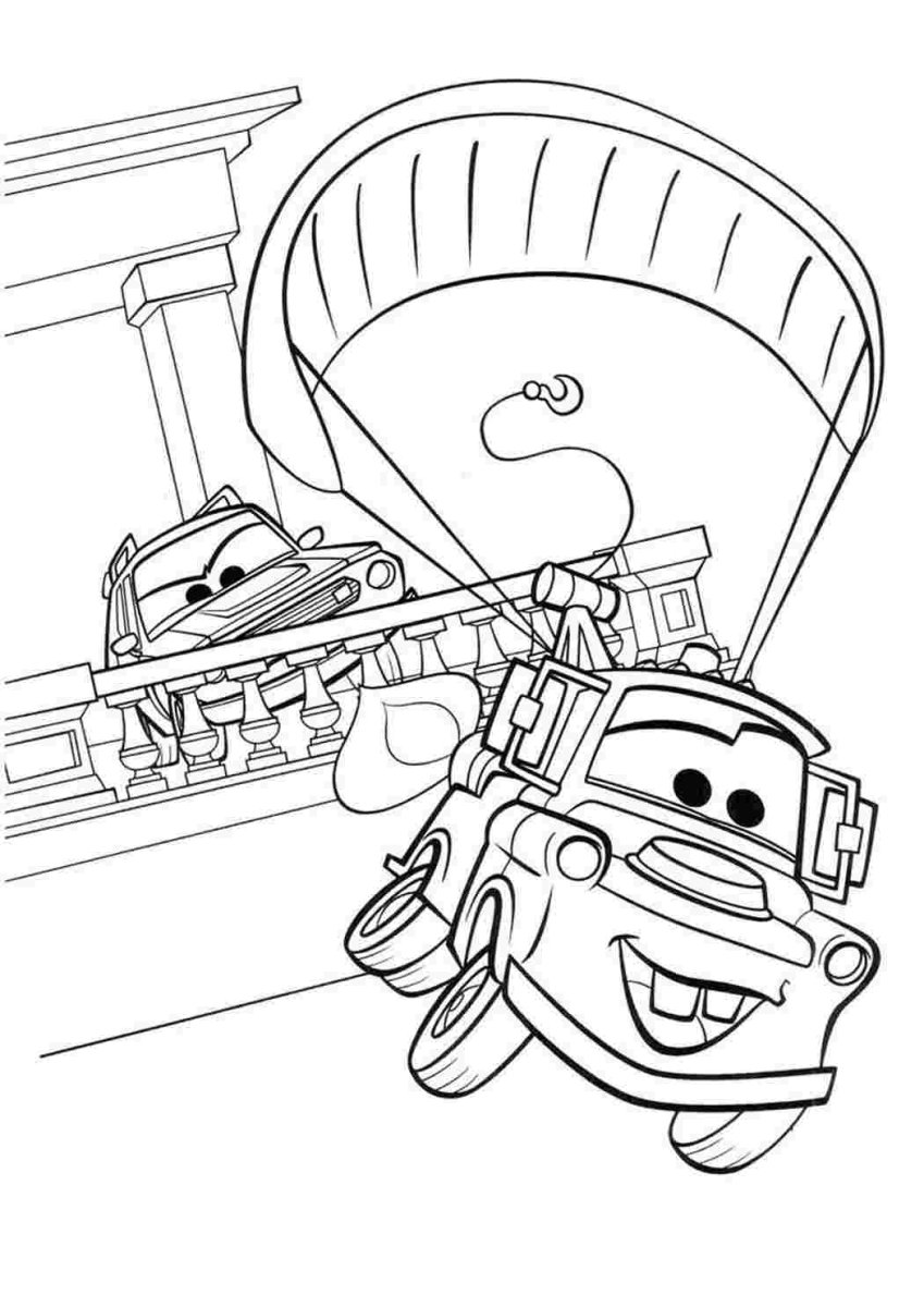 Раскраска Тачки 2 Маккуин и Мэтр