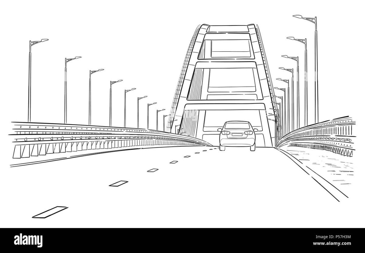 Векторный рисунок мост Саратов