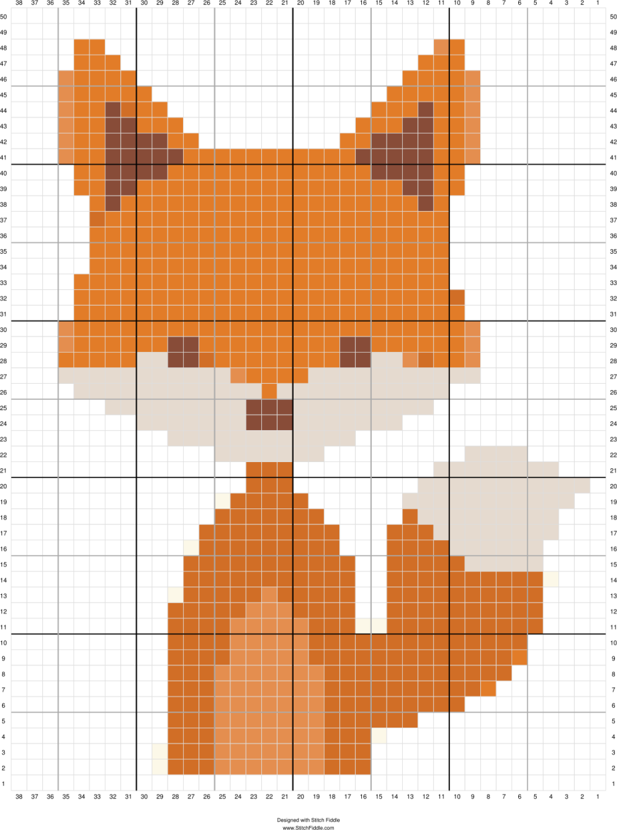 Рисунки по клеточкам Лисичка